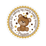 Brown Teddy Bear Personalized Sticker Birthday Stickers - INKtropolis