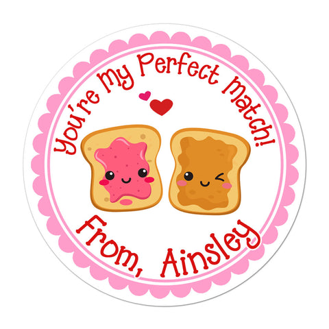 Peanut Butter and Jelly Personalized Valentines Day Sticker