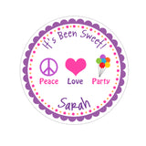 Peace Love Party Personalized Sticker Birthday Stickers - INKtropolis