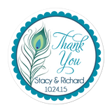 Peacock Feather Personalized Sticker Wedding Stickers - INKtropolis