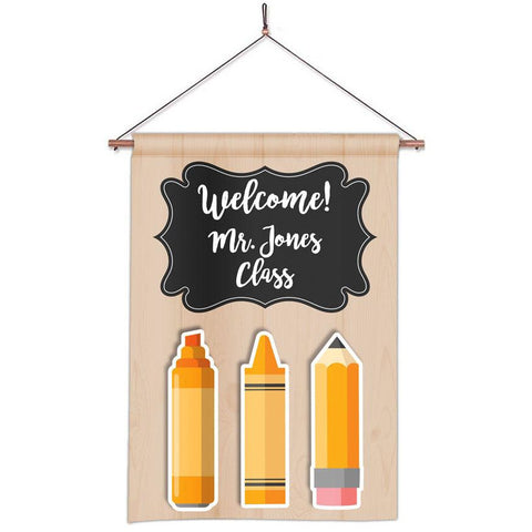 Personalized Classroom Flag - Teacher Flag - Classroom Decor - Pencils and Markers