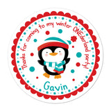 Winter Onederland Penguin Personalized Sticker Birthday Stickers - INKtropolis