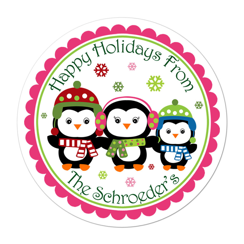 Family Of Penguins Personalized Sticker Christmas Stickers - INKtropolis