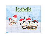 Personalized Penguins Caroling Christmas Jigsaw Puzzle