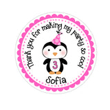 Pink Winter Onederland Penguin Personalized Sticker Birthday Stickers - INKtropolis
