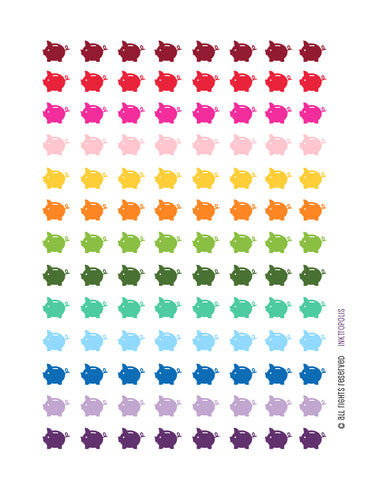 Monthly Planner Stickers Rainbow Piggy Bank Stickers Planner Labels Compatible with Erin Condren Vertical Life Planner - 104 Stickers