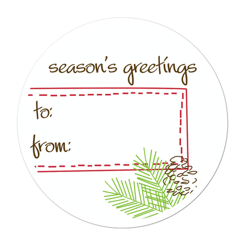 Pine Cone Personalized Holiday Gift Sticker