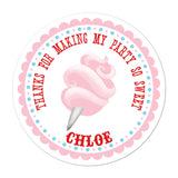 Pink Cotton Candy Personalized Sticker Birthday Stickers - INKtropolis