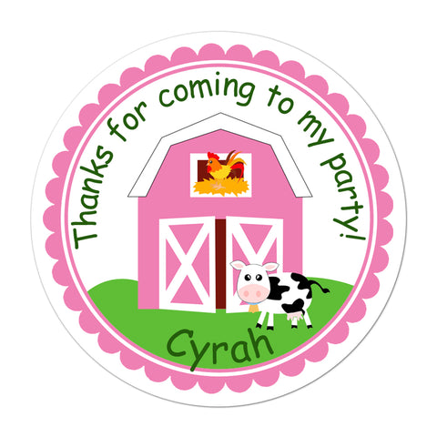 Pink Barn Personalized Birthday Favor Sticker