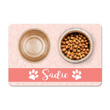 Personalized Pet Food Placemat - Pink Coral Paisley