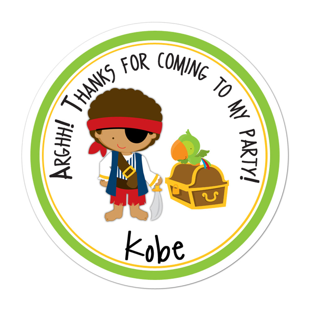 African American Pirate Personalized Sticker Birthday Stickers - INKtropolis
