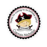 Blonde Pirate Captain Personalized Sticker Birthday Stickers - INKtropolis