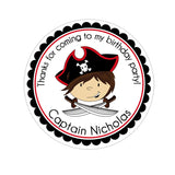 Blonde Pirate Captain Personalized Sticker Birthday Stickers - INKtropolis