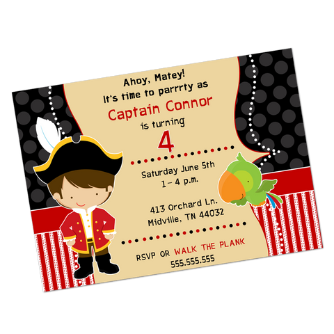 Pirate Captain Digital Birthday Invitation