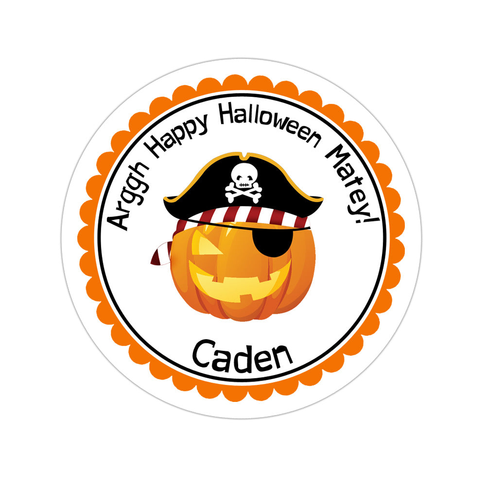Pirate Jack O Lantern Personalized Sticker Halloween Stickers - INKtropolis