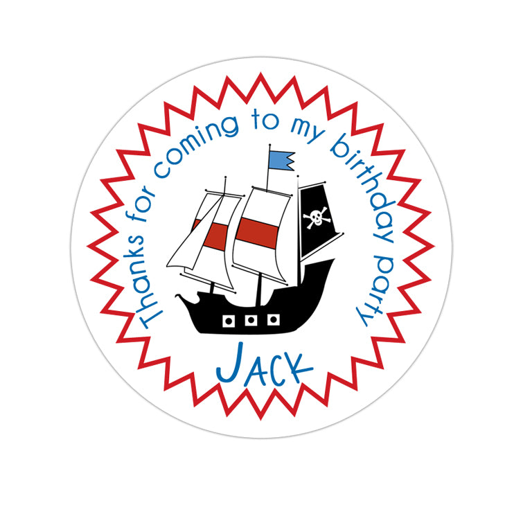 Pirate Ship Personalized Sticker Birthday Stickers - INKtropolis