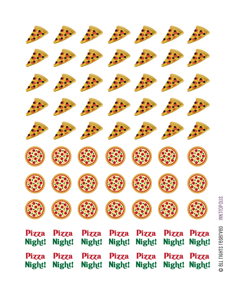 Monthly Planner Stickers Pizza Night Stickers Planner Labels Compatible with Erin Condren Life Planner - 70 Stickers planner sticker - INKtropolis
