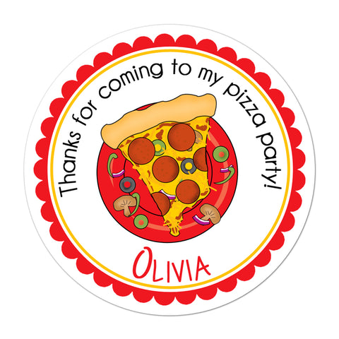 Slice Of Pizza Personalized Birthday Favor Sticker