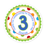 Age Number Wide Polka Dot Border Personalized Sticker Birthday Stickers - INKtropolis