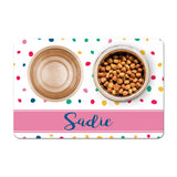 Personalized Pet Food Placemat - Polka Dots