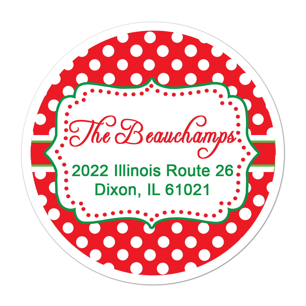 Red Polka Dot Fancy Frame Personalized Sticker Christmas Stickers - INKtropolis