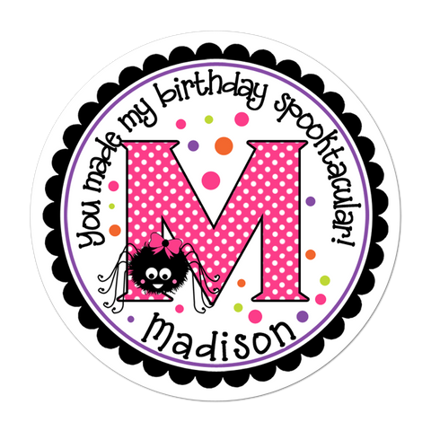 Monogram Girly Spider Personalized Halloween Sticker
