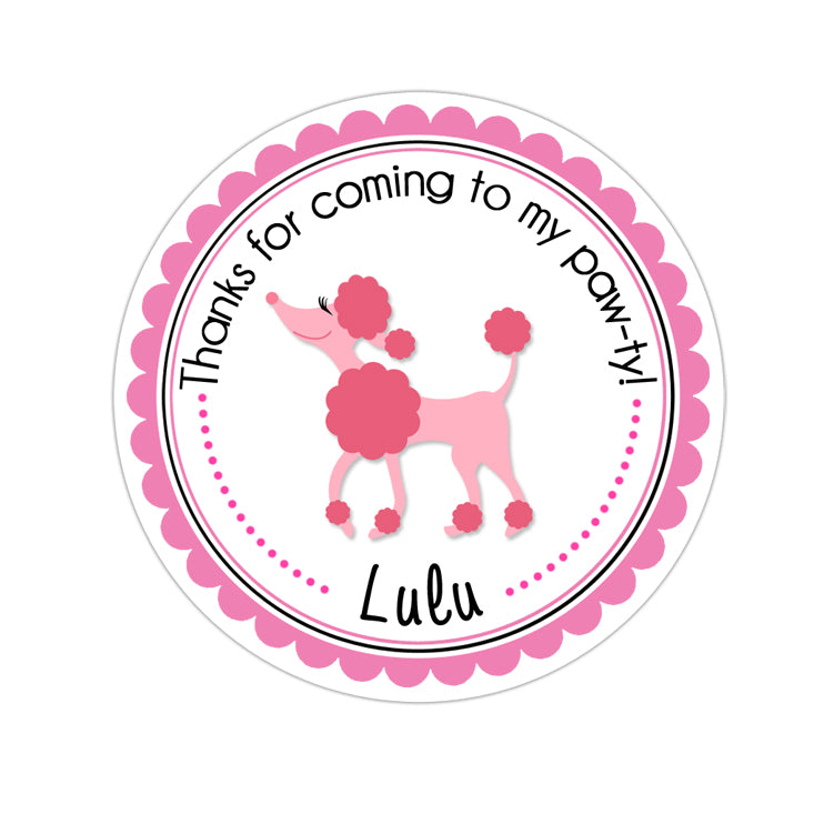 Pink Poodle Personalized Sticker Birthday Stickers - INKtropolis