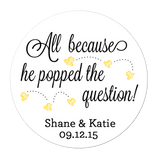 He Popped The Question Popcorn Personalized Sticker Wedding Stickers - INKtropolis