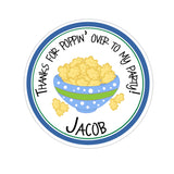 Popcorn Bowl Personalized Sticker Birthday Stickers - INKtropolis