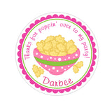 Popcorn Bowl Personalized Sticker Birthday Stickers - INKtropolis