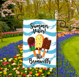 Personalized Summer Garden Flag - Ice Cream Popsicles