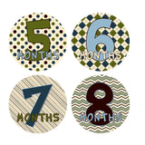 Argyle, Pinstripes, Polka Dot & Chevron Patterened Monthly Baby Stickers onesie sticker - INKtropolis