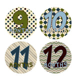 Argyle, Pinstripes, Polka Dot & Chevron Patterened Monthly Baby Stickers onesie sticker - INKtropolis