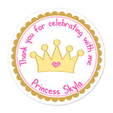 Princess Crown Personalized Sticker Birthday Stickers - INKtropolis