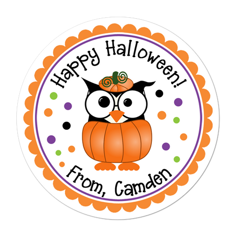 Owl Pumpkin Personalized Halloween Sticker