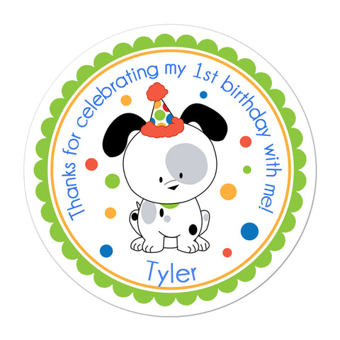 Puppy Dog Personalized Birthday Favor Sticker