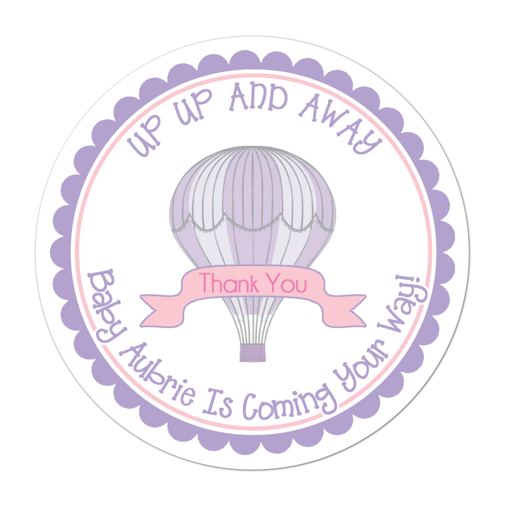Hot Air Balloon Personalized Sticker Baby Shower Stickers - INKtropolis