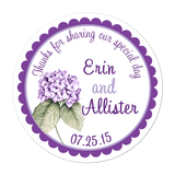 Purple Hydrangea Personalized Sticker Wedding Stickers - INKtropolis