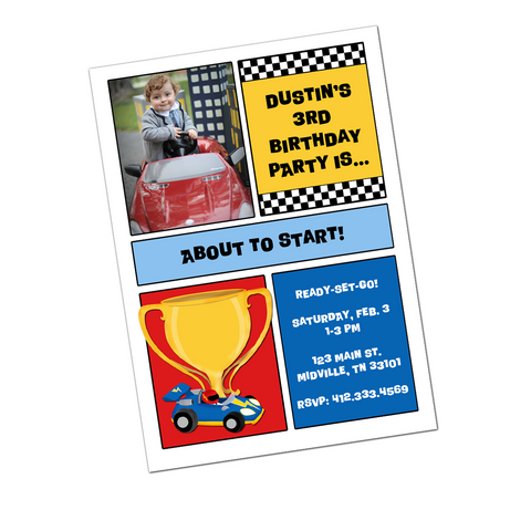 Race Car Digital Birthday Invitation