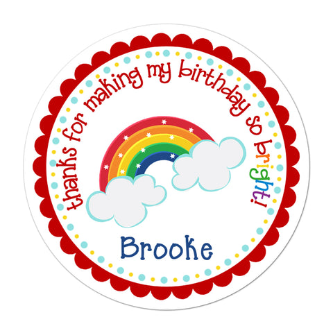 Rainbow Brights Personalized Birthday Favor Sticker