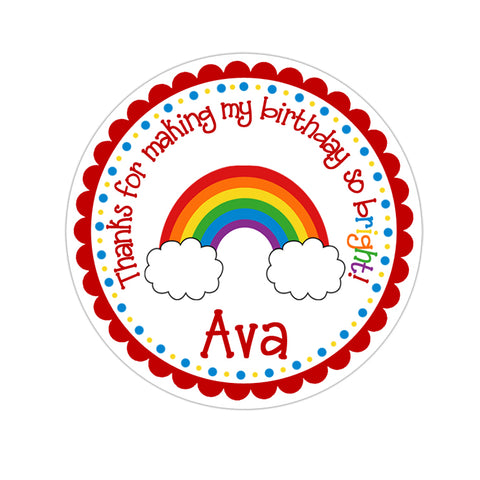 Rainbow Personalized Birthday Favor Sticker