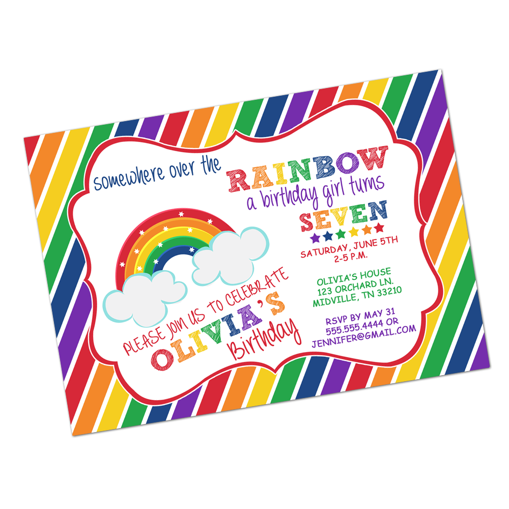 Rainbow Magic Primary Colored Digital Invitation Digital Invitations - INKtropolis