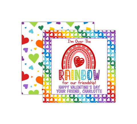 Personalized Red Rainbow Valentine's Day Tags, Valentine Cards