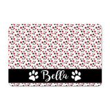 Personalized Pet Food Placemat - Red and Black Flowers