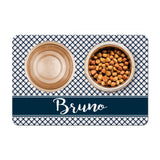 Personalized Pet Food Placemat - Blue and Red Plaid