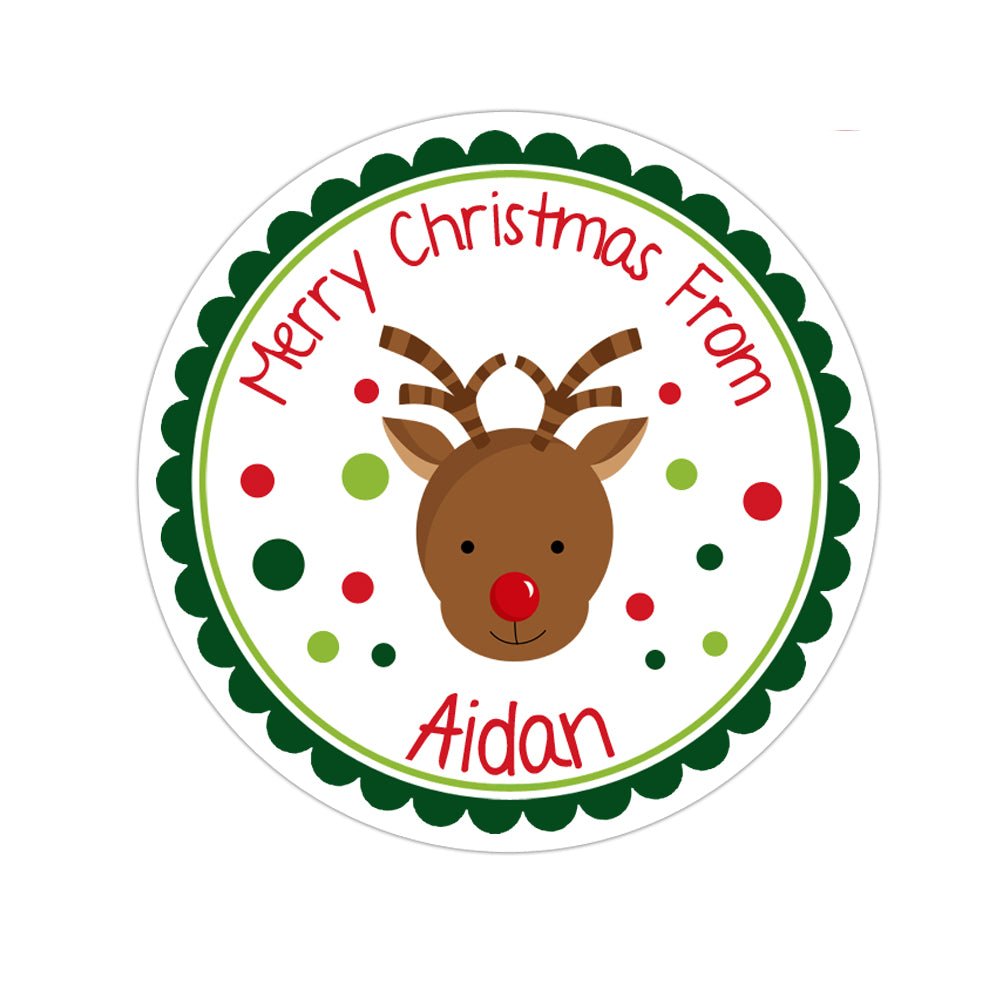 Reindeer Face Personalized Sticker Christmas Stickers - INKtropolis