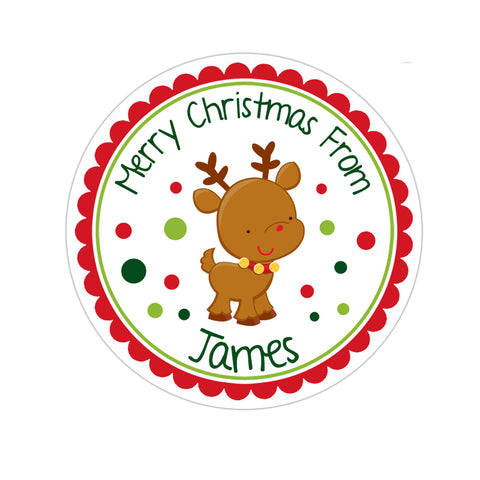 Cute Reindeer Personalized Christmas Gift Sticker