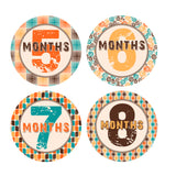 Retro 70's Patterned Monthly Baby Stickers onesie sticker - INKtropolis
