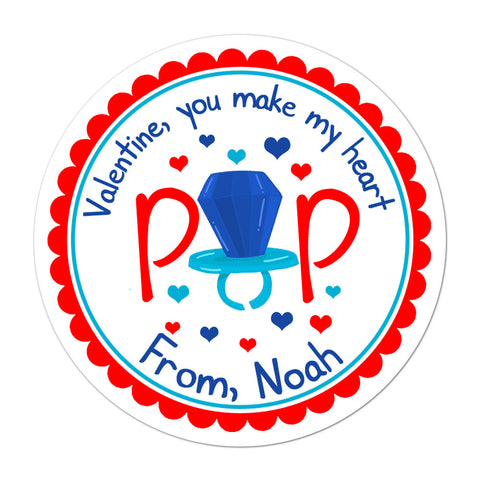 Blue Ring Pop Personalized Valentines Day Sticker