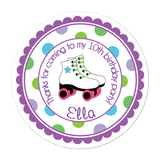 Roller Skate Wide Polka Dot Border Personalized Sticker Birthday Stickers - INKtropolis